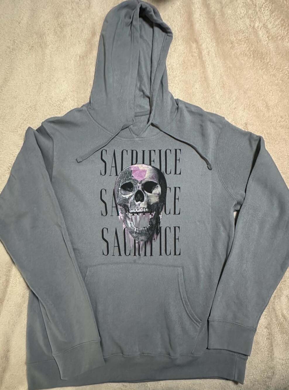 Zuni Sportswear Sacrifice Skull Graphic Hoodie Gray Size L
